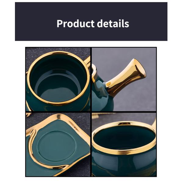 Tea Nordic Gold Rim Ceramic Coffee Cup With Dessert Snack Tray