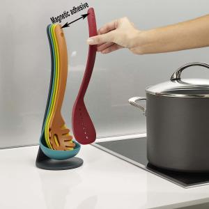 Nonstick Cooking Made Stylish 5-Piece Compact Nesting Utensil Set in Vibrant