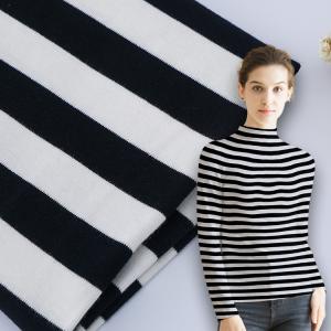 Striped Cotton Interlock Knit Fabric Combed Breathable Stretch Texture