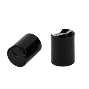 Black 24/415 Disc Top Caps Press Type PP Cosmetic Bottle Caps For Lotion