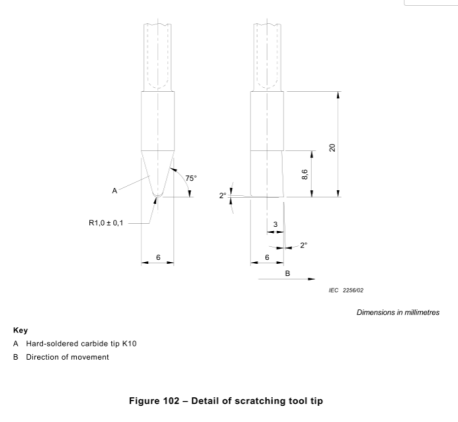 IEC60335-2-24 Scratching Tool With R1mm Tip For Testing Scratch Resistance Of Cooling System