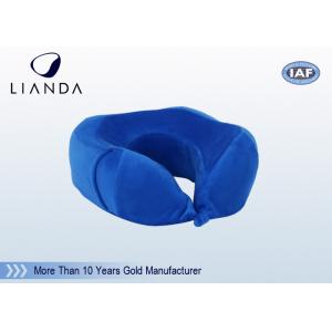 Blue Velboa Machine Washable + Elastic Carry Strap Travel Neck Pillow with