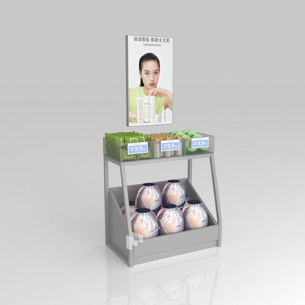 Store Counter Grey Wooden Makeup Headband Light Box For Customized Shop Fitting