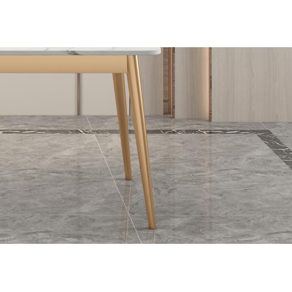 Rectangular Rock Board Marble Dining Table And Chair Combination