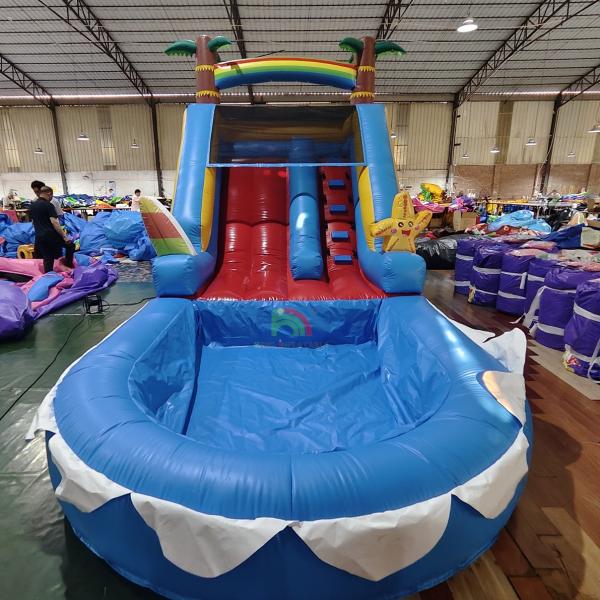 Commercial Grade PVC Inflatable Water Slide Combo With Pool