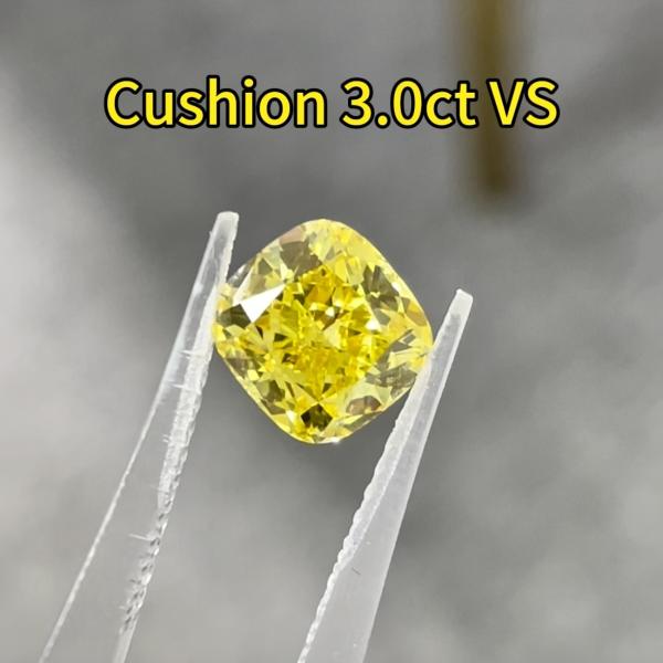 Quality A Big Carats Cushion Shaped Yellow Lab Grown Diamonds IGI Certified Polished Synthetic Diamond wholesale