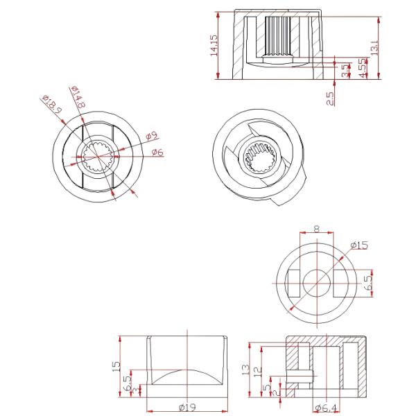 KN-19-14 ABS Plastic Guitar Volume And Tone Amplifier Replacement Knobs