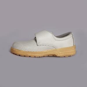 Oil Resistant Unisex Lace Up Low Cut Safety Shoes White Upper Color Leather Mesh PU Metal Eyelets