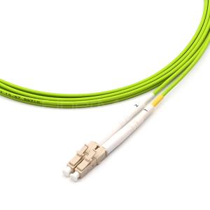 LC UPC To FC UPC Fiber Optic Patch Cable Duplex OM5 Multimode OFNR 2.0mm Lime