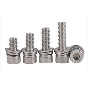Stainless Steel Knurled Socket Head Cap Screws With Spring And Plain Washers