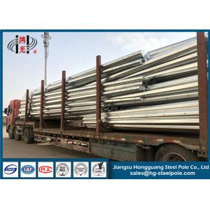 Hot Roll Steel Electric Pole , Transmission Steel Pole With Flange Connection