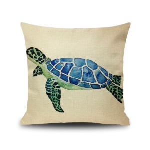 China Sea Life Decorative Throw Pillow Covers 18x 18 , Faux Linen Coastal Turtle Cushion Cases for Bed and Couch on sale