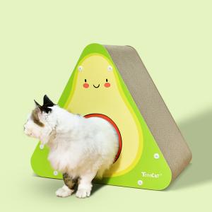 Foldable Avocado Shape Cat Scratcher Cardboard Cats Lounge House Kitten