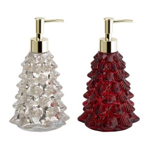 Christmas Tree Shape Bath Soap Dispenser Glass Hand Soap Dispenser For Bathroom