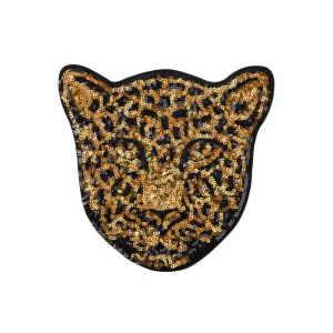Custom Designs Gold Silver Embroidery PET Sequins Leopard Patch For Jacket