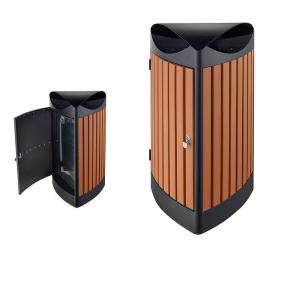 Large Waste Bin Collection Station Outdoor Trash Can with Wooden Metal Wood