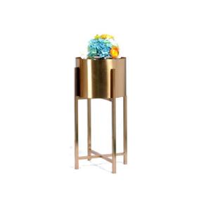 China Luxury gold indoor small flower pot with stand removable on sale