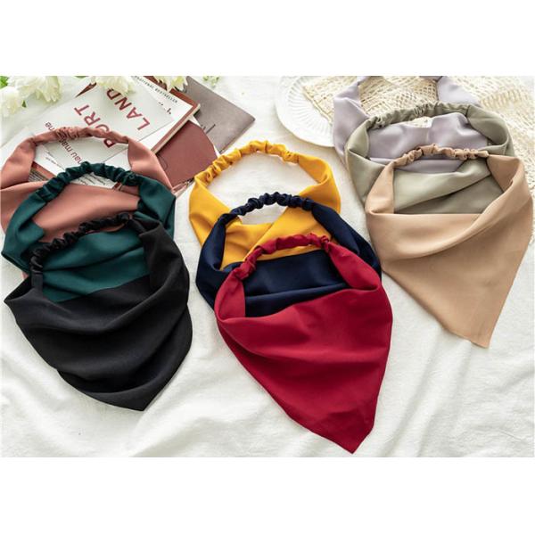 Solid color chiffon triangle scarf custom hair bands women's simple elastic