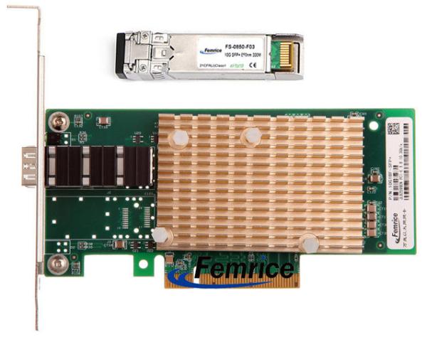 Quality Femrice 10G Single Port Gigabit Ethernet PCIe x8 Server NICs Intel 82599 Chipset Server Card With 10G Multi-mode Module wholesale