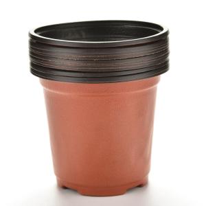 China 10cm Top Dia Brown Polypropylene Plant Pots UV Stabilized HDPE on sale