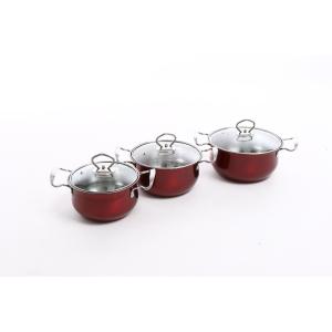 hot selling 6pcs cookware set with red color &16/18/20cm cooking pot &16cm/18cm