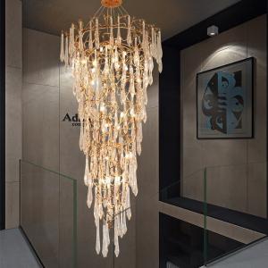 China Crystal Living Room Chandeliers Modern Luxury Foyer Round Hanging Light on sale