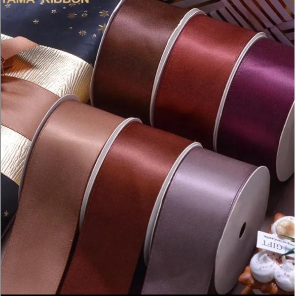 Quality Polyester Double Face Smooth Satin Ribbon in Solid Colors for Gift Packing/Decorations wholesale