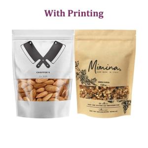 White Kraft Craft Paper Standing Up Pouches Food Packaging Zipper Bags With