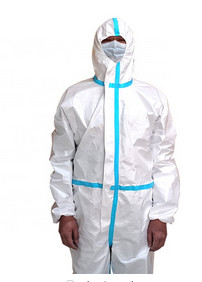 China Non Woven Disposable Protective Coveralls Disposable Dust Suits Latex Free on sale