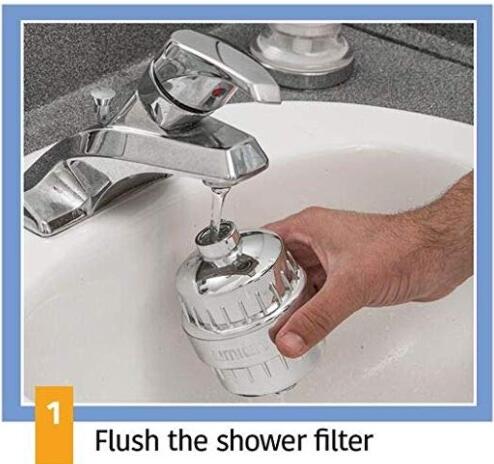 Bathroom Water Tap Filter Plastic Chromed KDF 55 Reduces Chlorine Shower Filters KK-TP-11B