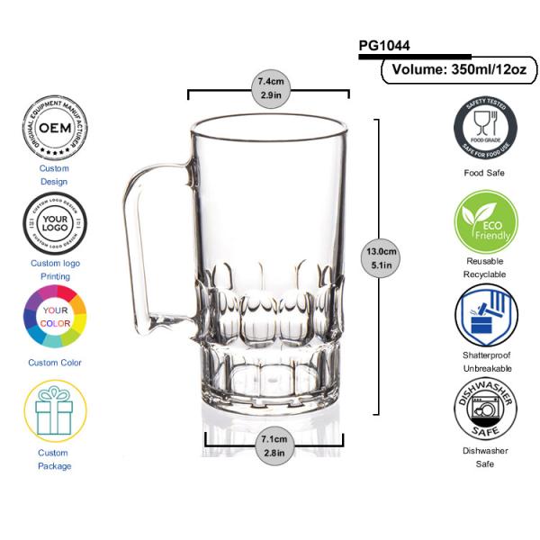 Solid Color Plastic Beer Glasses Traditional Beer Mug With Handle