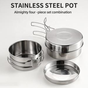 Silver Camping Non Stick Mess Kit Portable For Outdoor Hiking