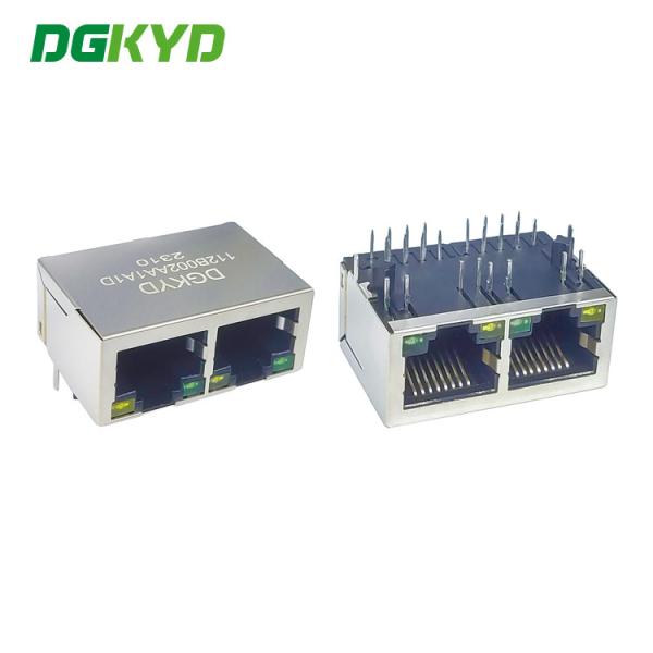 DGKYD112B002AA1A1D Rj45 1X2 8P8C 100M Integrated Filter Connector Yellow Green