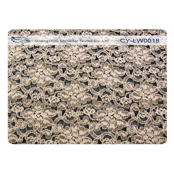 Elastic Flower Cotton Nylon Lace Fabric Elegant Anti Shrink CY-LW0018