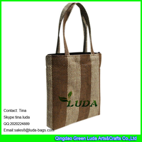 Quality LUDA wine bottle bag striped straw handbag for promotion wholesale