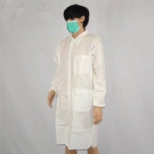 Cheap Surgical Protective Medical Lab Coats / Polyester White Waterproof Lab Coat for sale
