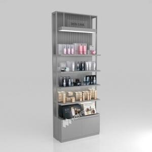 Cheap Makeup Store Table Grey Oiled Wooden Skincare Cabinet With Led Lights For Retail Store Interior Design And Space-Saving Display Counter for sale