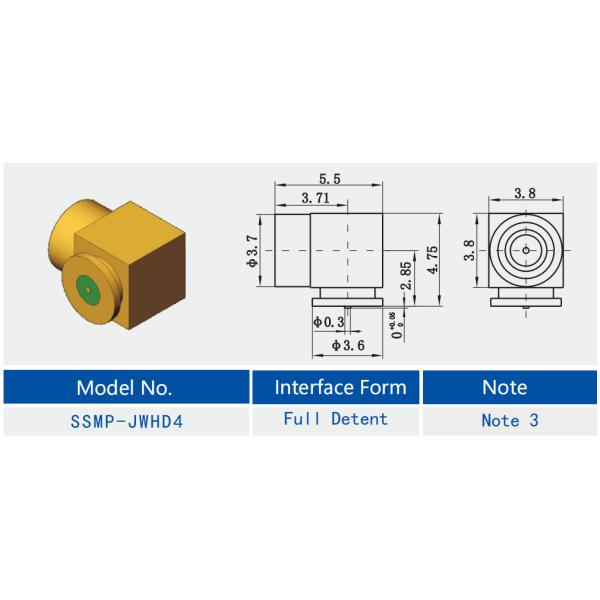 Brass PCB Mount Full Detent RF Connector SSMP Male Right Angle