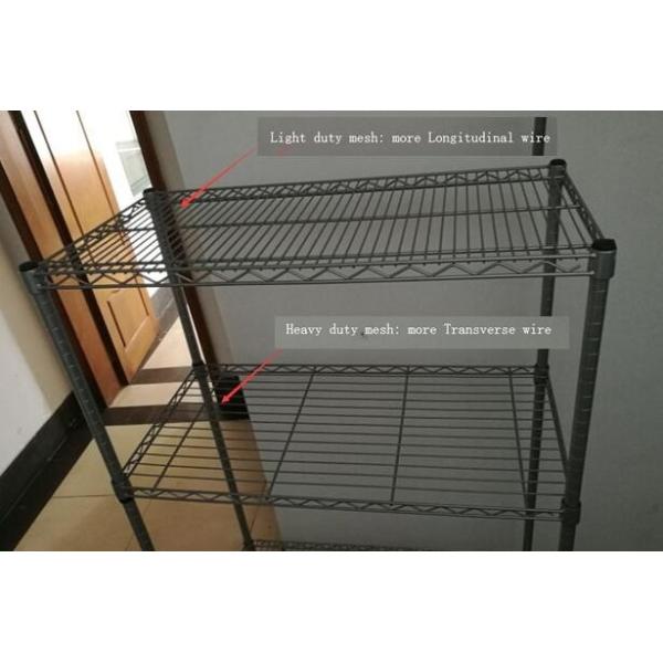Adjustable Leveling Feet Wire Frame Shelving , Metal Mesh Shelf Basement