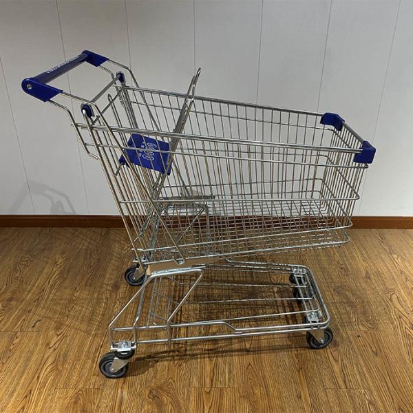 Quality 100L Asian Type Grocery store carring Galvanized SGS Certificate Escalator Grocery Shopping Trolley wholesale