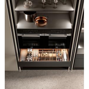 Modern Textured EB Board Kitchen Cabinet Customized With Dinning Table