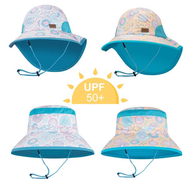 Quality Summer UV Protection Bucket Hat Round brim 100% Polyester 46cm for babys wholesale
