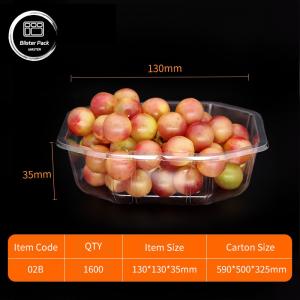 Transparent PET Clamshell Fruit Containers Disposable Plastic Boxes with Lids