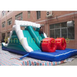 CE Green Huge Inflatable Obstacle Course Dry Slide With Climbing Wall