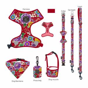 Adjustable Reversible Collar Leash Harness Set Mesh No Pull Dog Vest