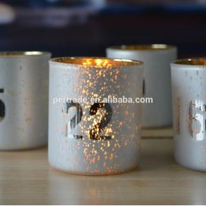 Electroplated Matte Glass Candle Holders With Morden Pattern