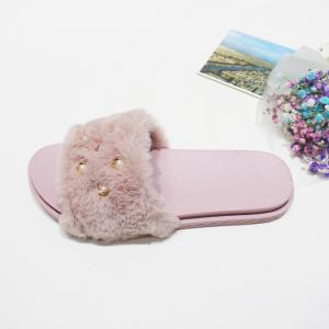 PVC Fluffy Womens Soft Bottom Slippers With Soft Shearling Straps
