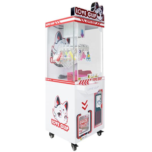 Red coin operated claw machine game Starry Love Clip Machine controllable prize