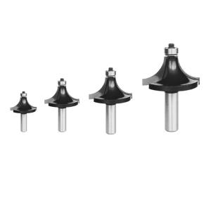 Black 4pcs Roundover Router Bit Set Edge Beading Router Bits 8mm Shank