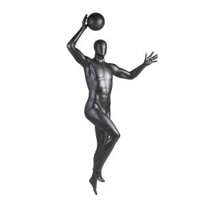 Cheap Male Basketball Sports Mannequin Display Matte Black Fiber Glass Movement Model for sale